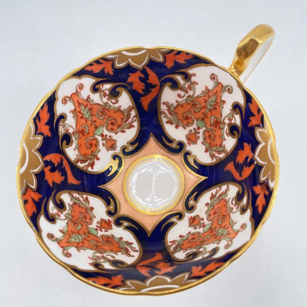 Aynsley Imari Teacup Saucer Set Blue Orange Gold Gilt 6879 Bone China England